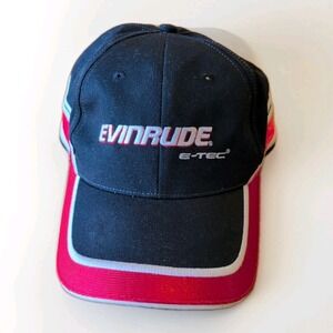 EVINRUDE E-TEC Hat Cap Strap Back Navy Red Blue Boat Motor Advertising Mens Rare